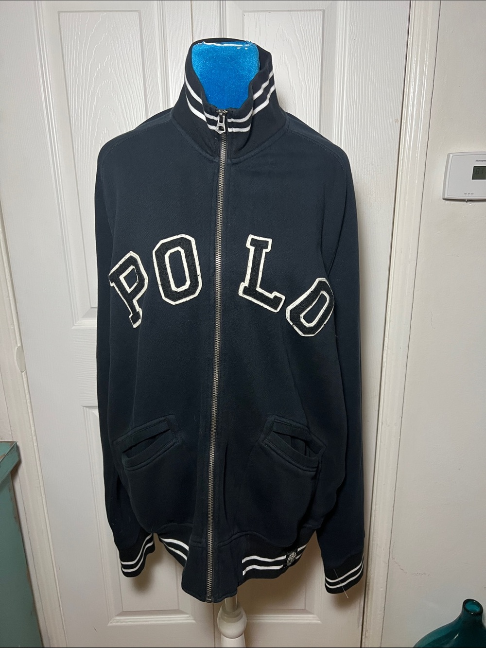 Vintage Polo Full Zip Jacket Navy Blue Men’s Large